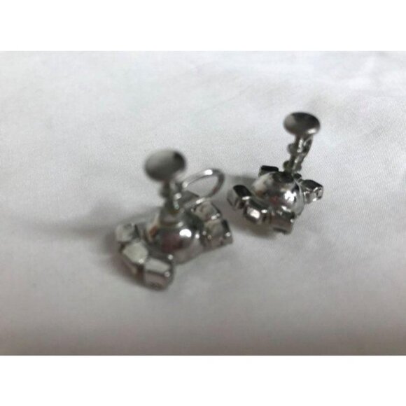 Vintage Rhinestone Screw Back earrings Estate - Picture 3 of 3